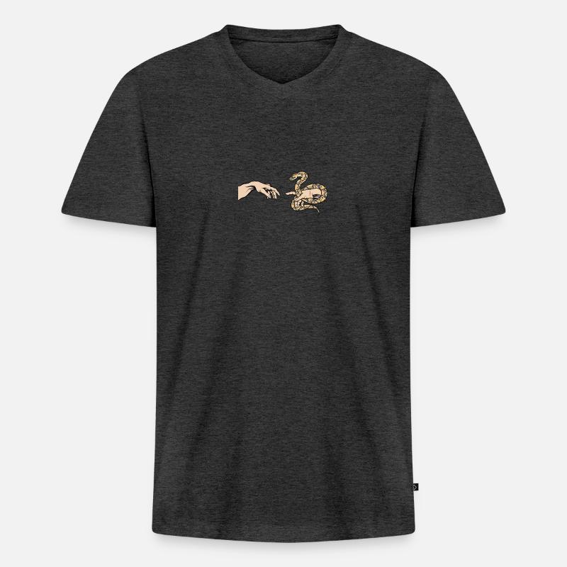 Python Love Funny Python Snake - Men's Premium Organic T-shirt with V-neck - heather anthracite