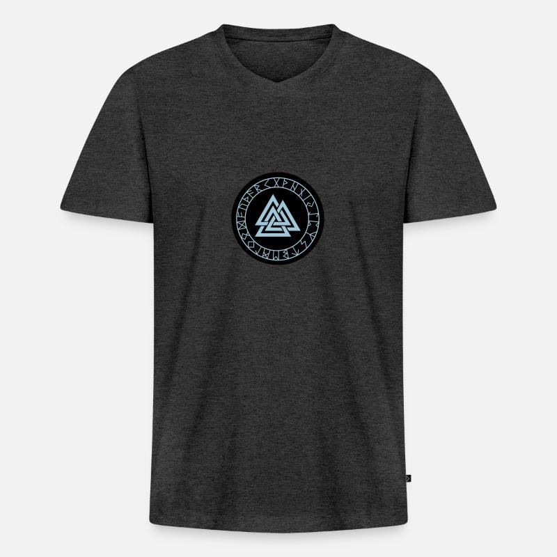 wikinger kompass wotan 02 - Männer Premium Bio T-Shirt mit V-Ausschnitt - Anthrazit meliert