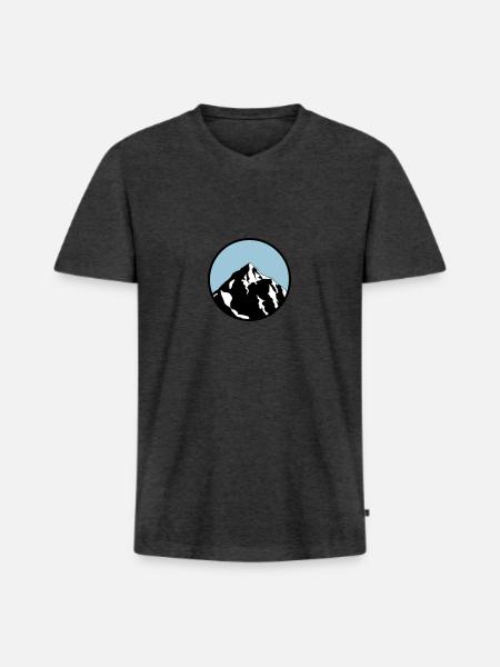 berg - Männer Premium Bio T-Shirt mit V-Ausschnitt - Anthrazit meliert