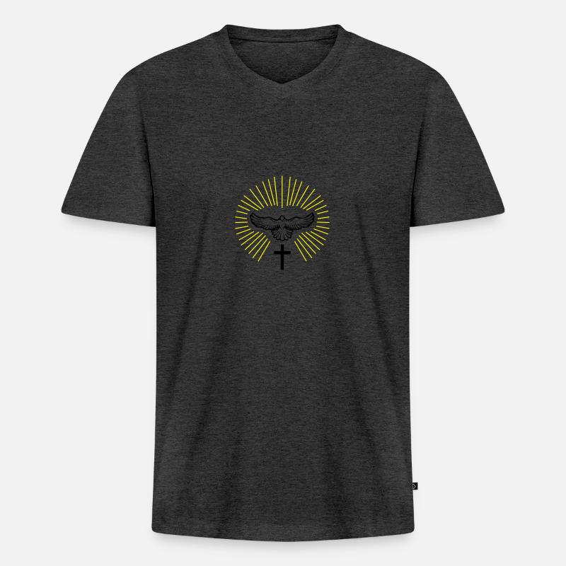 heiliger geist taube 02 - Männer Premium Bio T-Shirt mit V-Ausschnitt - Anthrazit meliert