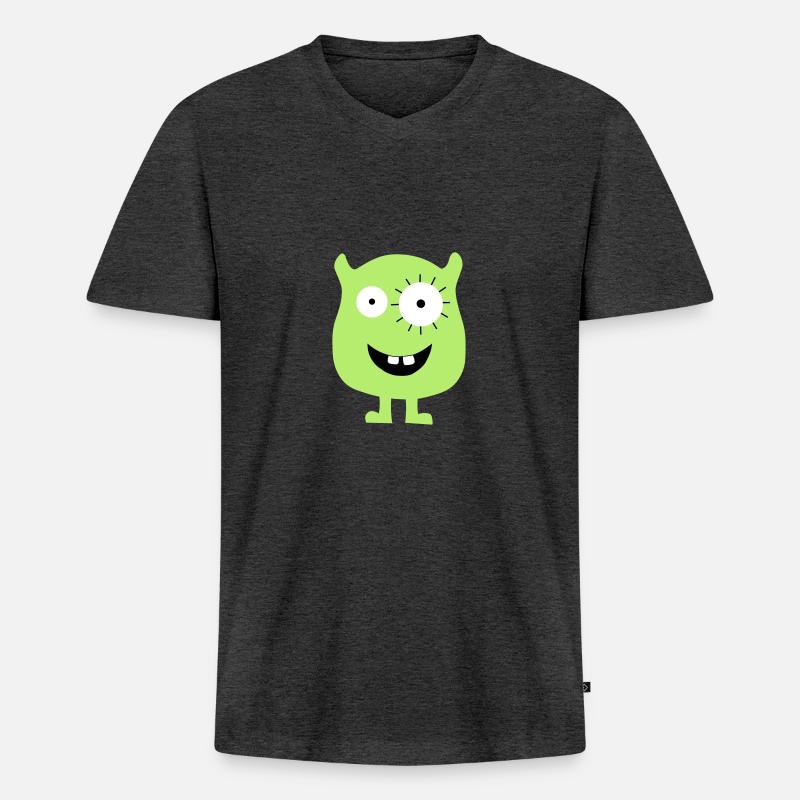 Monster - Männer Premium Bio T-Shirt mit V-Ausschnitt - Anthrazit meliert