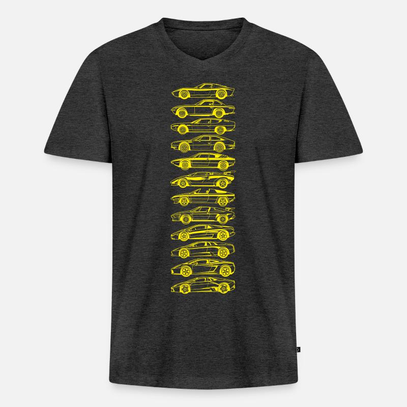 Lambo Evolution - Männer Premium Bio T-Shirt mit V-Ausschnitt - Anthrazit meliert