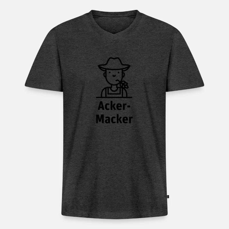 Acker-Macker - Männer Premium Bio T-Shirt mit V-Ausschnitt - Anthrazit meliert