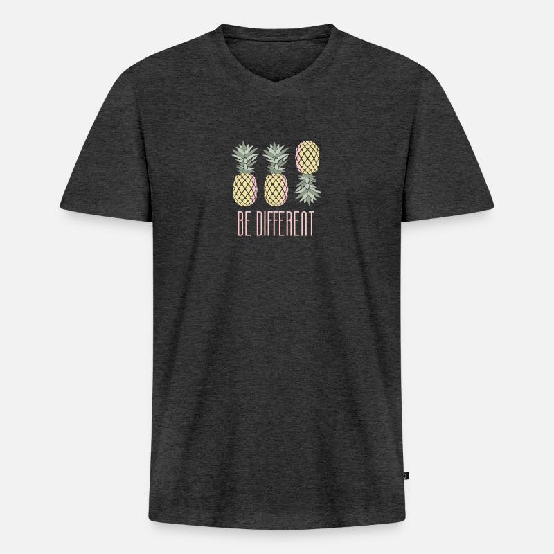 Pineapple Be Different - Männer Premium Bio T-Shirt mit V-Ausschnitt - Anthrazit meliert