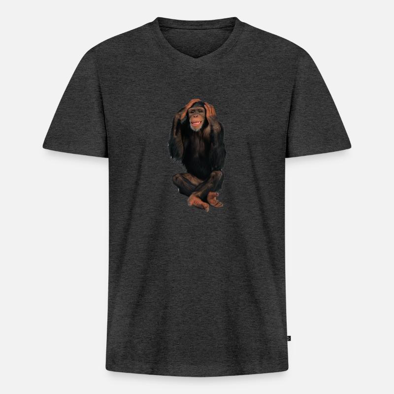 monkey - Männer Premium Bio T-Shirt mit V-Ausschnitt - Anthrazit meliert