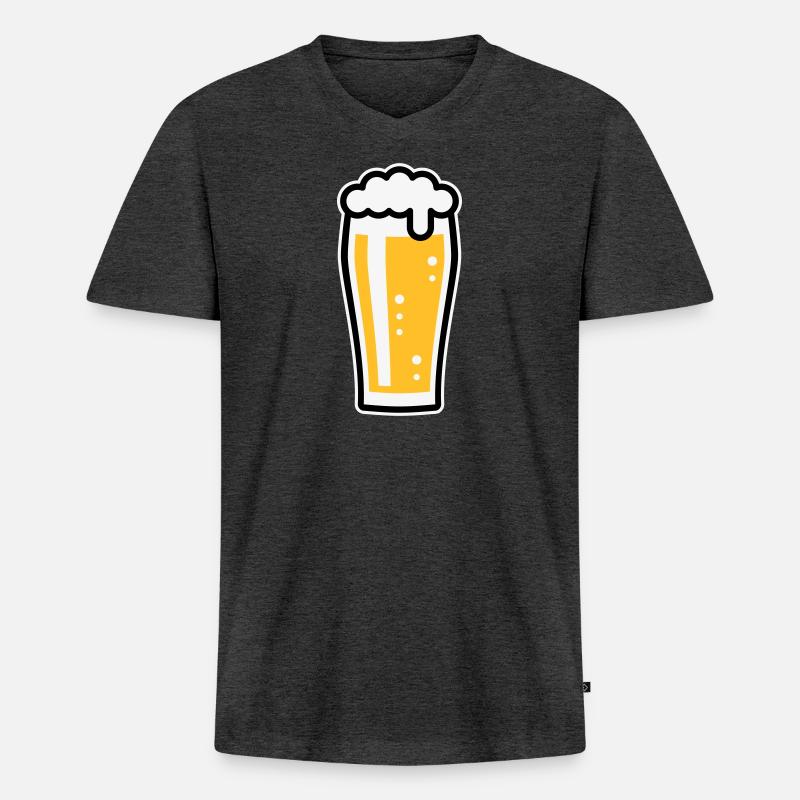 Bierglas (Bier / Willibecher / 3C) - Männer Premium Bio T-Shirt mit V-Ausschnitt - Anthrazit meliert
