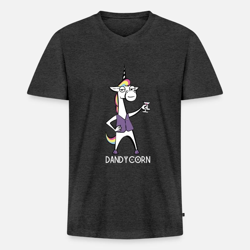 DandyCorn - Männer Premium Bio T-Shirt mit V-Ausschnitt - Anthrazit meliert