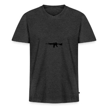 fusil 147354 640 - T-shirt encolure en V Premium bio Homme - anthracite chiné - Devant - Nico (187cm)