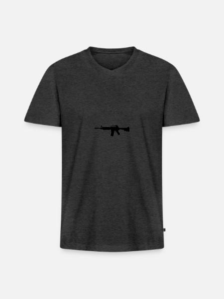 rifle 147354 640 - Men's Premium Organic T-shirt with V-neck - heather anthracite