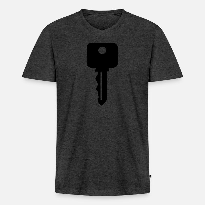 Schlüssel - Key - Geschenkidee - Männer Premium Bio T-Shirt mit V-Ausschnitt - Anthrazit meliert