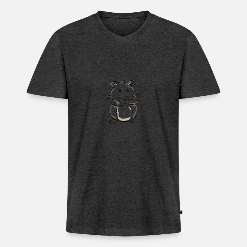 Gezeichneter Hamster - Perfekte Geschenkidee! - Männer Premium Bio T-Shirt mit V-Ausschnitt - Anthrazit meliert