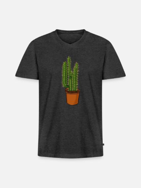 Cactus - Men's Premium Organic T-shirt with V-neck - heather anthracite