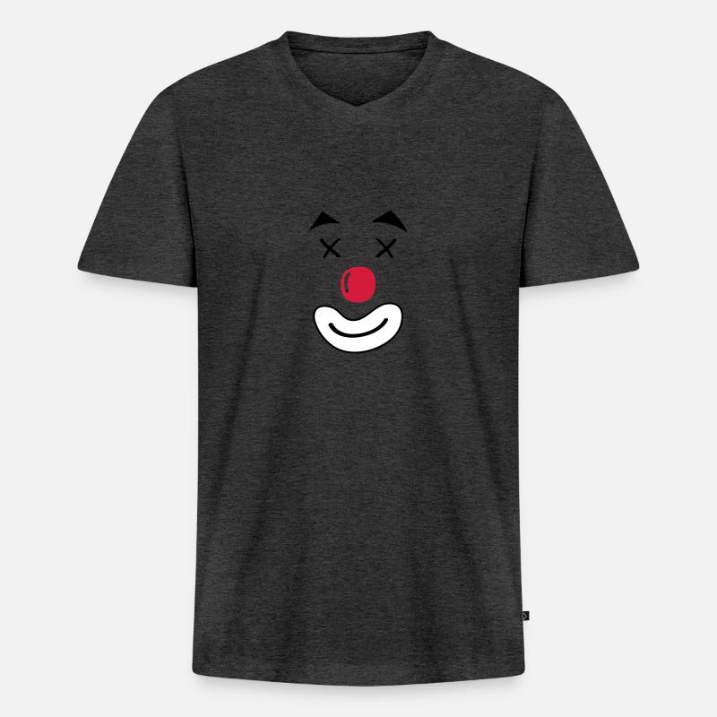clown smileface - Männer Premium Bio T-Shirt mit V-Ausschnitt - Anthrazit meliert