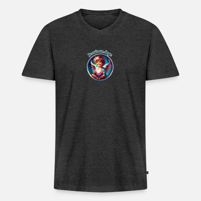 Ich bin ein Engel - Männer Premium Bio T-Shirt mit V-Ausschnitt - Anthrazit meliert