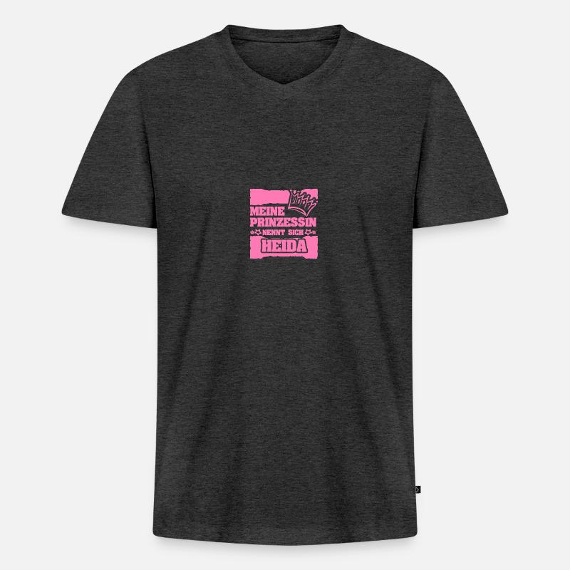 Mädchenname Heida - Männer Premium Bio T-Shirt mit V-Ausschnitt - Anthrazit meliert