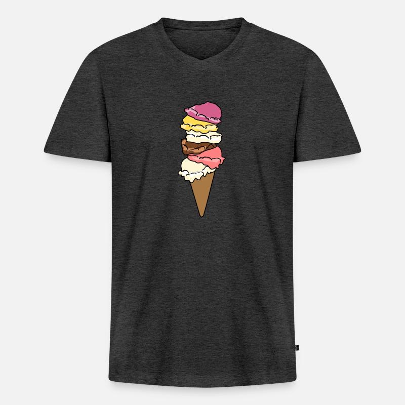Eiscreme Eiswaffel Eis Eiskugel - Männer Premium Bio T-Shirt mit V-Ausschnitt - Anthrazit meliert