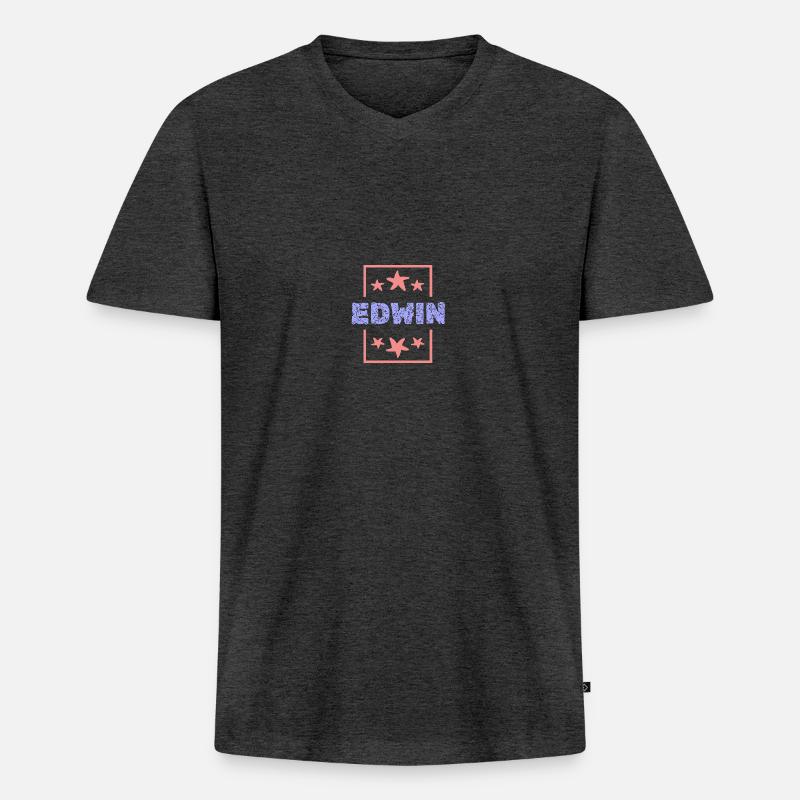 Edwin Edwin - Männer Premium Bio T-Shirt mit V-Ausschnitt - Anthrazit meliert