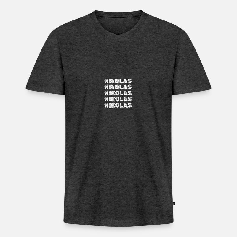 Nikolas als Nikolas - Männer Premium Bio T-Shirt mit V-Ausschnitt - Anthrazit meliert