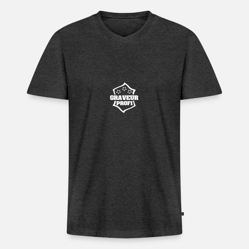 Beruf Graveur - Männer Premium Bio T-Shirt mit V-Ausschnitt - Anthrazit meliert