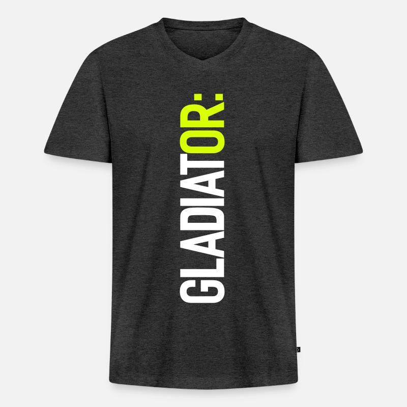 GLADIATOR: (oder ich!) - Männer Premium Bio T-Shirt mit V-Ausschnitt - Anthrazit meliert