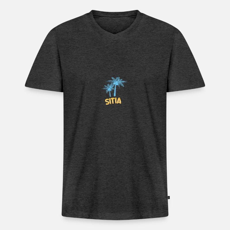 Sitia - Männer Premium Bio T-Shirt mit V-Ausschnitt - Anthrazit meliert