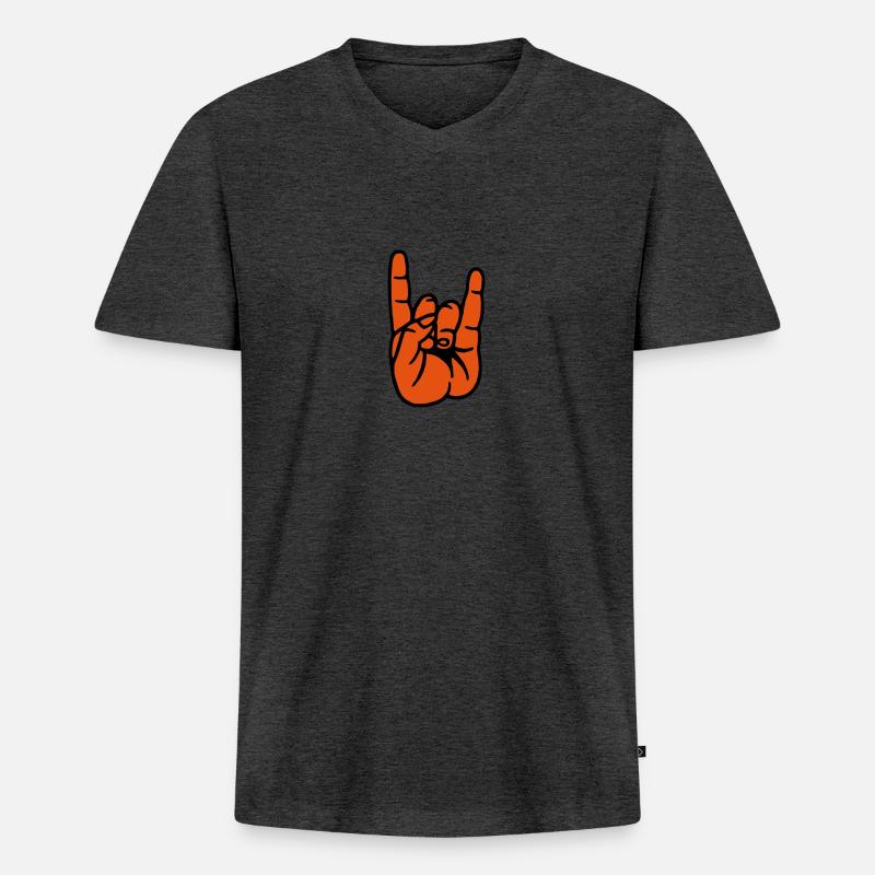 Devil Rock Hand - Männer Premium Bio T-Shirt mit V-Ausschnitt - Anthrazit meliert