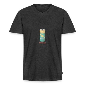 Bipolar Batterie - Männer Premium Bio T-Shirt mit V-Ausschnitt - Anthrazit meliert - Vorne - Nico (187cm)
