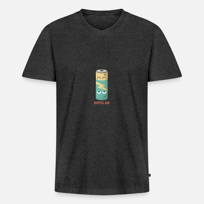 Bipolar Batterie - Männer Premium Bio T-Shirt mit V-Ausschnitt - Anthrazit meliert