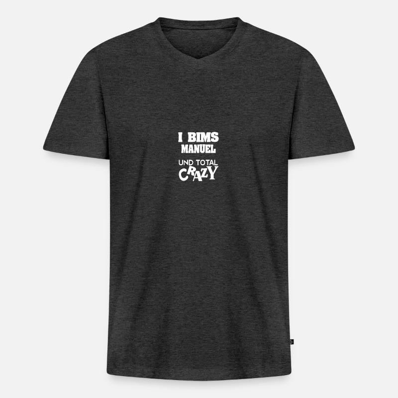 Manuel - Männer Premium Bio T-Shirt mit V-Ausschnitt - Anthrazit meliert