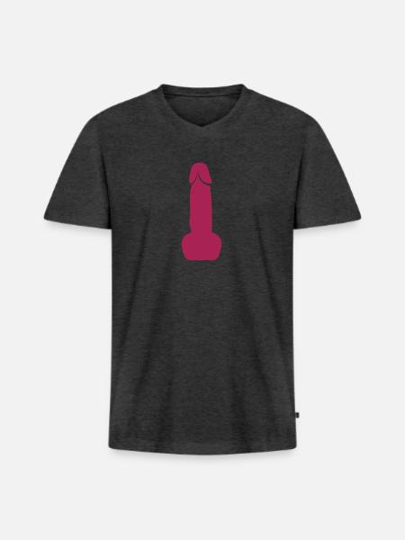 Sex-Mann-Dildo - Männer Premium Bio T-Shirt mit V-Ausschnitt - Anthrazit meliert