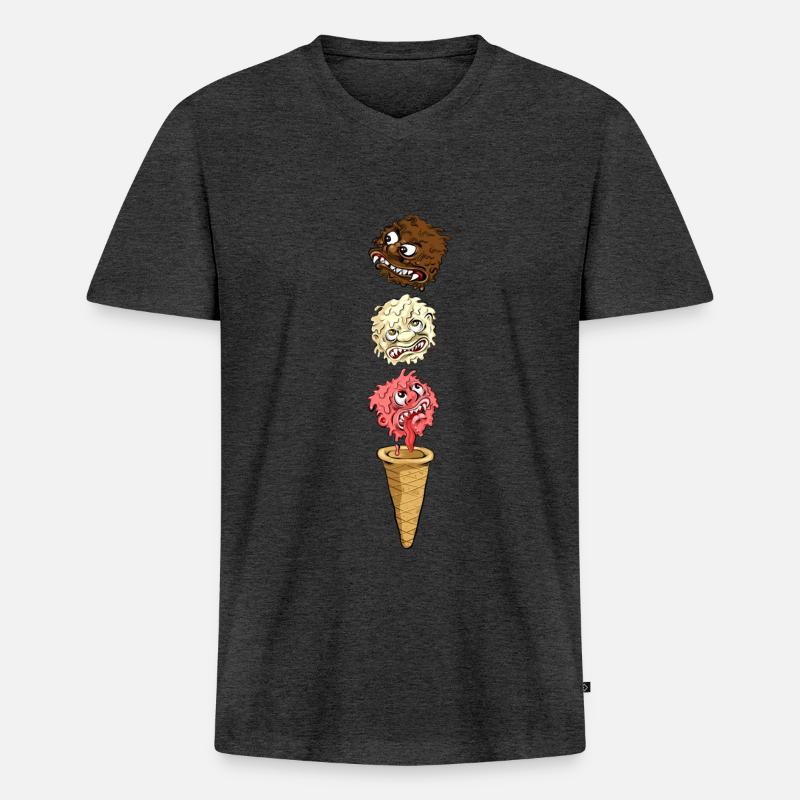 Monster Eis - Männer Premium Bio T-Shirt mit V-Ausschnitt - Anthrazit meliert