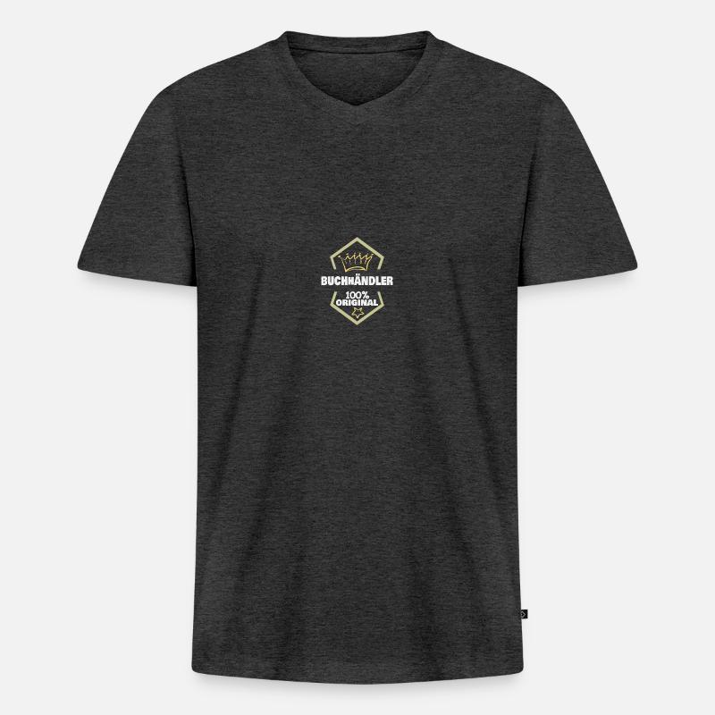 Arbeit Buchhändler - Männer Premium Bio T-Shirt mit V-Ausschnitt - Anthrazit meliert