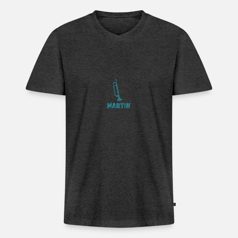Martin als Blasmusik - Männer Premium Bio T-Shirt mit V-Ausschnitt - Anthrazit meliert