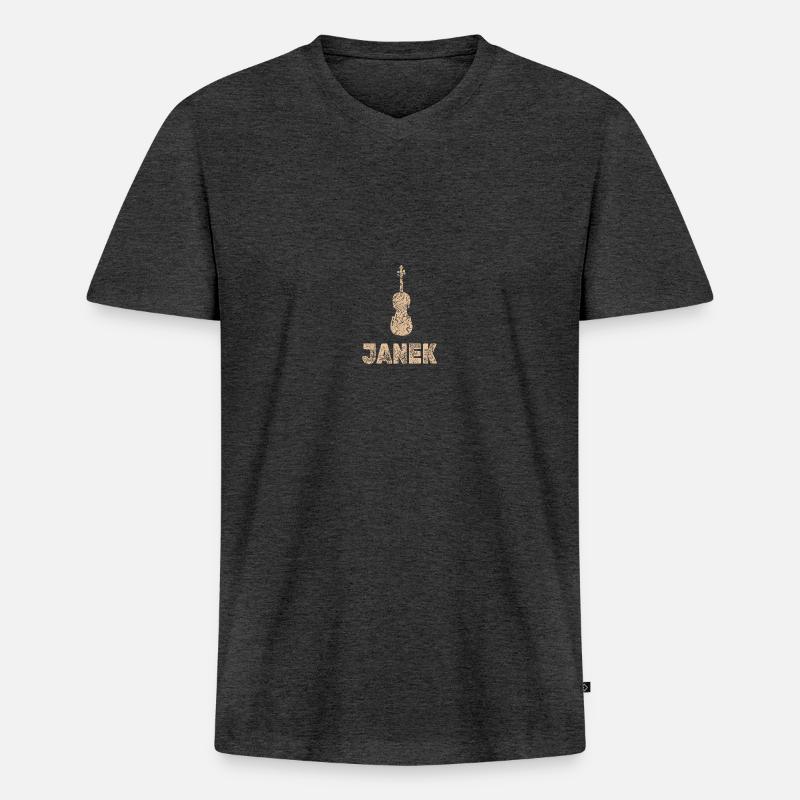 Janek als Bratsche - Männer Premium Bio T-Shirt mit V-Ausschnitt - Anthrazit meliert