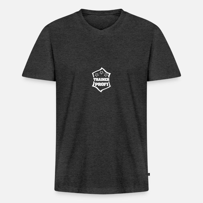Trainer als Beruf - Männer Premium Bio T-Shirt mit V-Ausschnitt - Anthrazit meliert