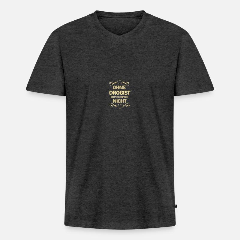 Drogist Drogist - Männer Premium Bio T-Shirt mit V-Ausschnitt - Anthrazit meliert