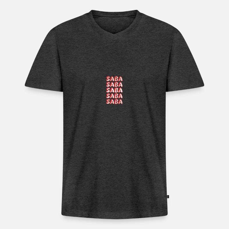 Saba als Reise - Männer Premium Bio T-Shirt mit V-Ausschnitt - Anthrazit meliert