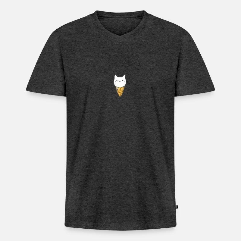 Kätzchen - Männer Premium Bio T-Shirt mit V-Ausschnitt - Anthrazit meliert