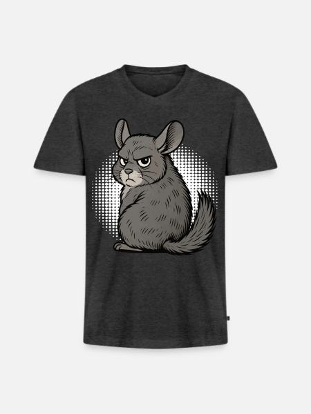Chinchilla Chinchillas Chinchillabesitzer Nagetier - Männer Premium Bio T-Shirt mit V-Ausschnitt - Anthrazit meliert