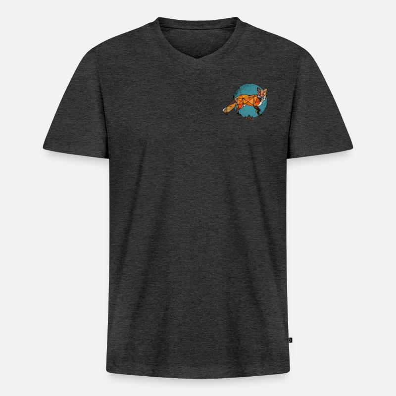 fox - Männer Premium Bio T-Shirt mit V-Ausschnitt - Anthrazit meliert