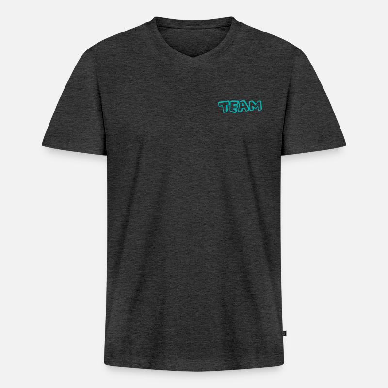 team - Männer Premium Bio T-Shirt mit V-Ausschnitt - Anthrazit meliert