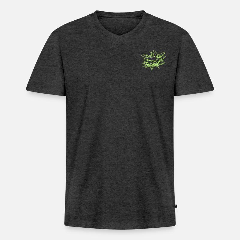 FROG - Männer Premium Bio T-Shirt mit V-Ausschnitt - Anthrazit meliert