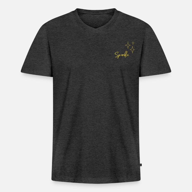 SPARKLE - Männer Premium Bio T-Shirt mit V-Ausschnitt - Anthrazit meliert