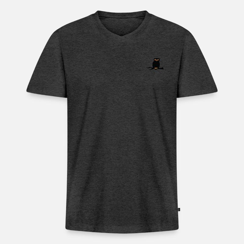 Halloween Eule - Männer Premium Bio T-Shirt mit V-Ausschnitt - Anthrazit meliert