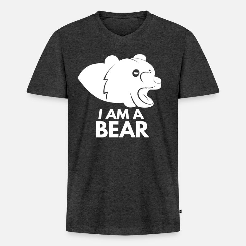 Bären ich bin ein Bär - Männer Premium Bio T-Shirt mit V-Ausschnitt - Anthrazit meliert