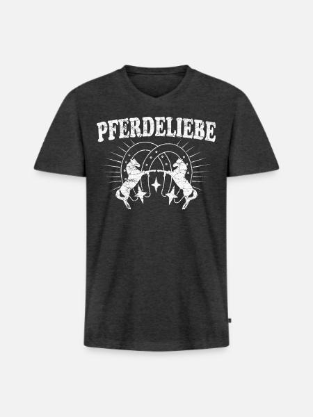 Pferdeliebe - Männer Premium Bio T-Shirt mit V-Ausschnitt - Anthrazit meliert