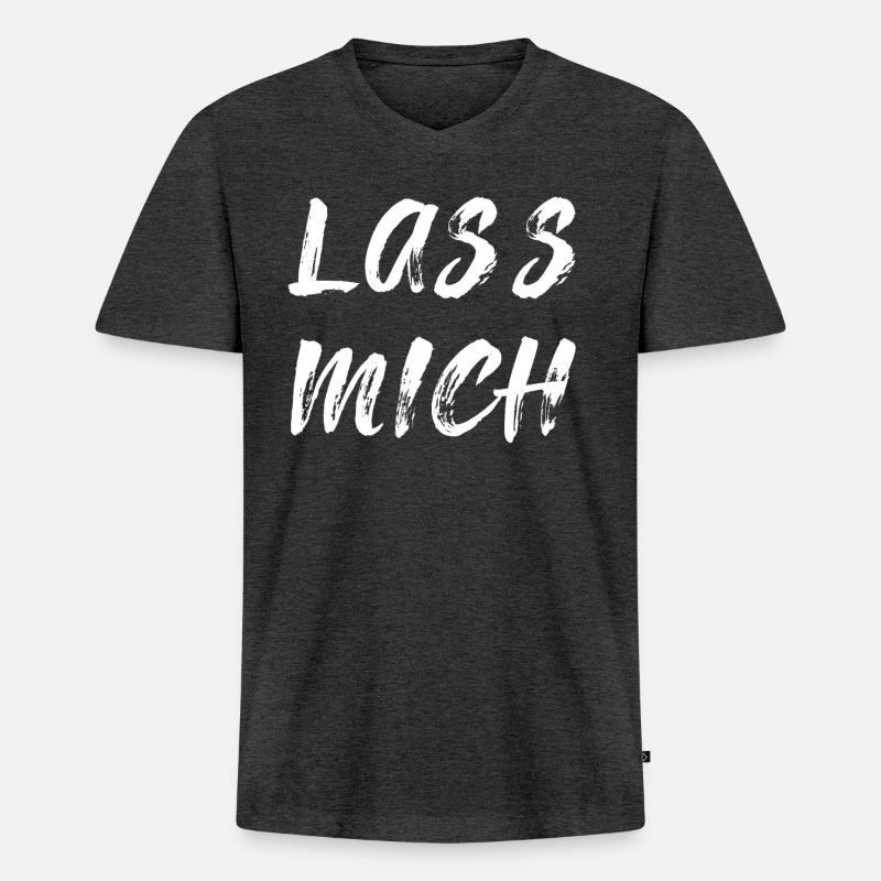 Lass mich - Männer Premium Bio T-Shirt mit V-Ausschnitt - Anthrazit meliert