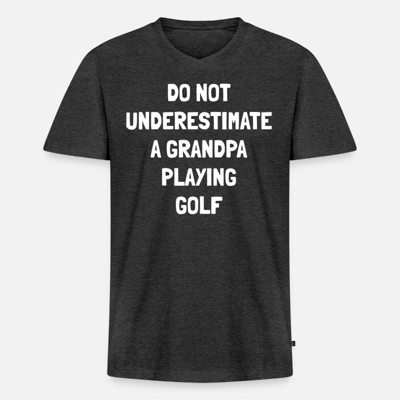 Golf Opa Spruch - Männer Premium Bio T-Shirt mit V-Ausschnitt - Anthrazit meliert