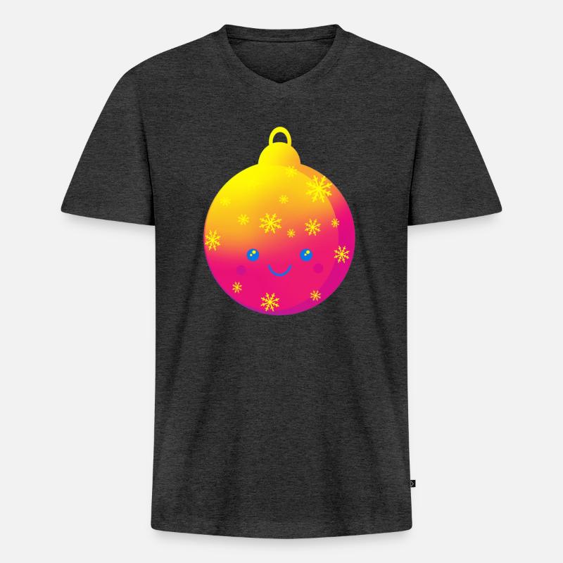 Schöne Weihnachtskugel Christbaumkugel - Männer Premium Bio T-Shirt mit V-Ausschnitt - Anthrazit meliert
