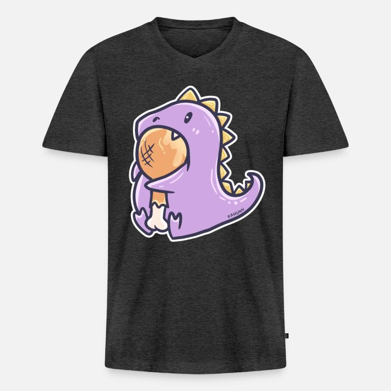 Fleischfresser Dinosaurier Illustration Geschenk - Männer Premium Bio T-Shirt mit V-Ausschnitt - Anthrazit meliert